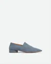Maison Margiela Pointed Toe Cotton Loafers With Block Heel In Blue