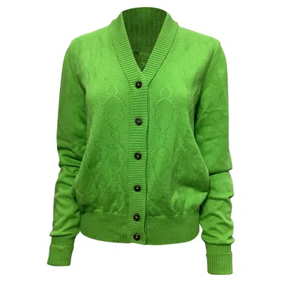 Maison Margiela Pointelle-knit Cardigan In Green Cotton