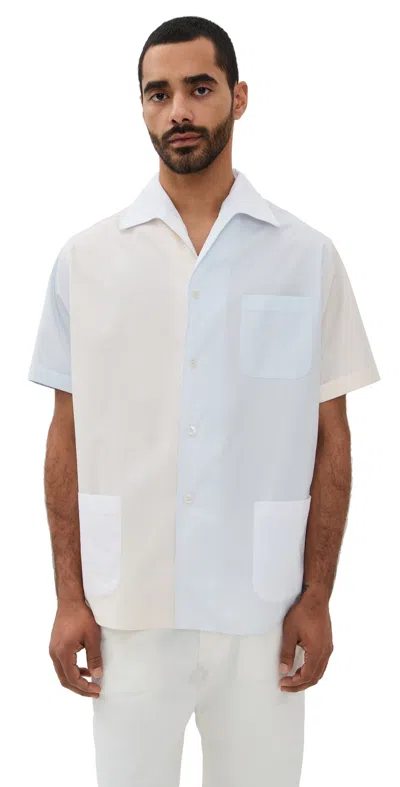 Maison Margiela Polin Bowling Shirt White/cream/light Blue