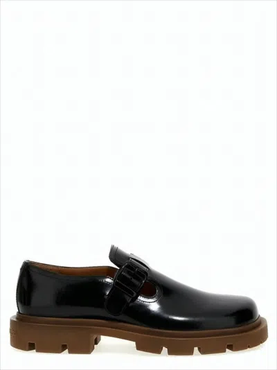 Maison Margiela Polished Black Calf Leather Loafers With Buckle Strap