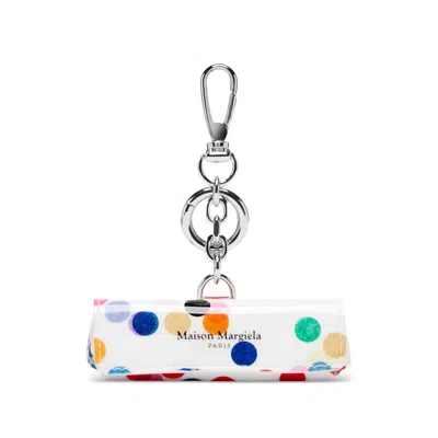 Maison Margiela Polka-dot-print Keyring In White
