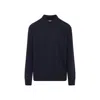 Maison Margiela Knitwear With Buttoned Collar And Elbow Patches In Blue
