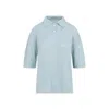 Maison Margiela Short-sleeved Knitted Polo Top In Blue
