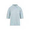 Maison Margiela Short-sleeved Knitted Polo Top In Blue