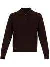 Maison Margiela Polo Collar Ribbed Knit Top In Black