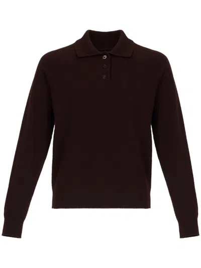MAISON MARGIELA POLO COLLAR RIBBED KNIT TOP