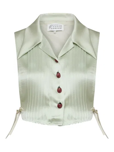 Maison Margiela Polo-collar Vest In Green