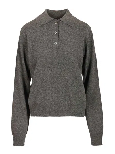 Maison Margiela Wool Polo Shirt In Gray