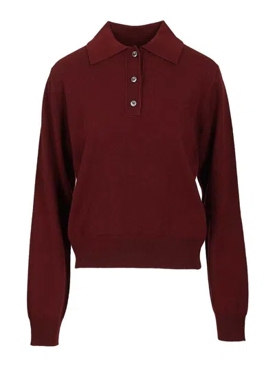Maison Margiela Wool Polo Shirt In Red