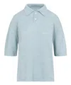 Maison Margiela Short-sleeved Knitted Polo Top In Blue