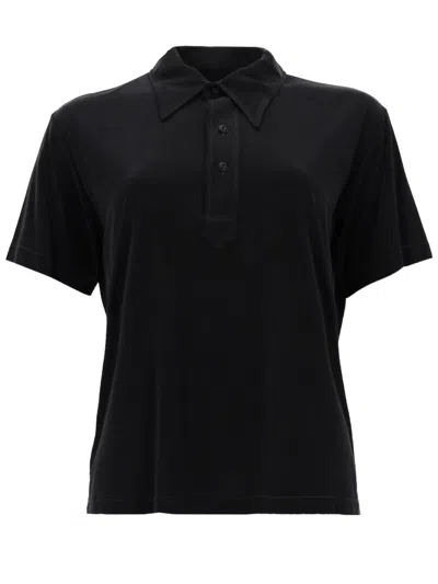 Maison Margiela Polo Shirt In Stretch Technical Fabric In Black