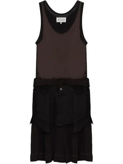 Maison Margiela Poplin Midi Dress In Brown
