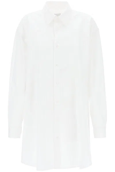 Maison Margiela Poplin Shirt Dress In Eight Words In Bianco