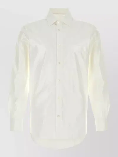 Maison Margiela Poplin Shirt Point Collar Long Sleeves Pocket In White