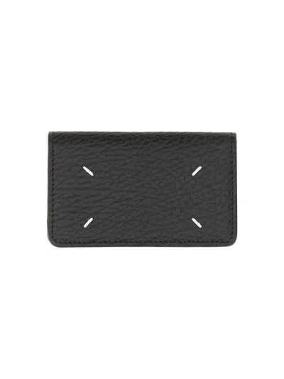 Maison Margiela Textured Cow Leather Wallet With Minimalist Design In Black