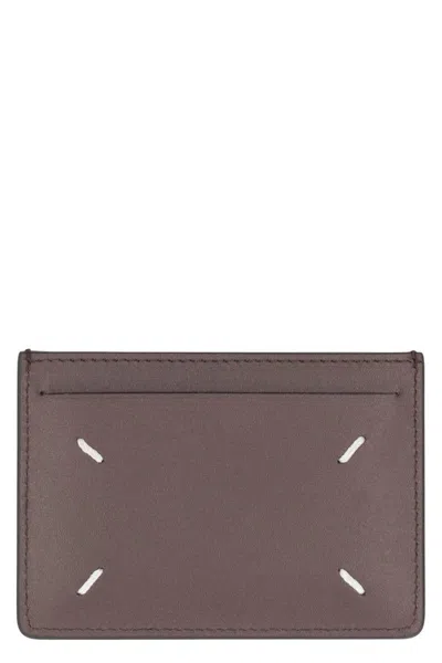 Maison Margiela Portacarte Four Stiches In Brown