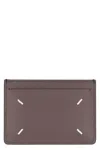 Maison Margiela Leather Card Holder With Four Stitch Detail In Brown