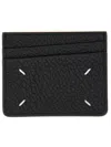 Maison Margiela Rectangular Textured Calf Leather Wallet With Iconic Stitch Detail In Black