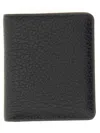 Maison Margiela Textured Leather Compact Bifold Wallet In Black