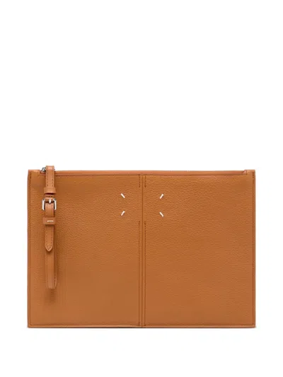 Maison Margiela Pouch 2 Buckle Detail Large Clutch Bag In Brown