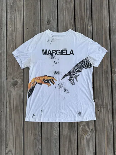 Pre-owned Maison Margiela Print Crew Neck T-shirt In Black White