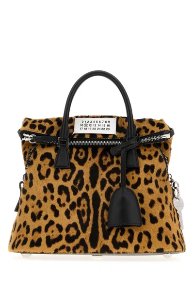 Maison Margiela Printed Calf Hair Mini 5ac Handbag In White