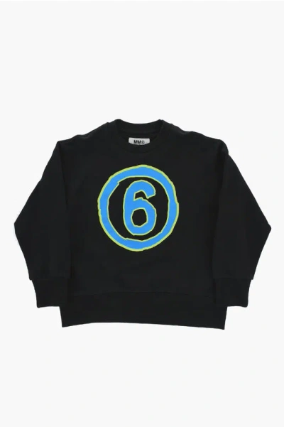 Maison Margiela Kids' Printed Cotton Crew-neck Sweatshirt In Black