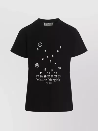 Maison Margiela Mm1 Mm10 Cotton Crew-neck T-shirt With Contrasting Monogram In Black