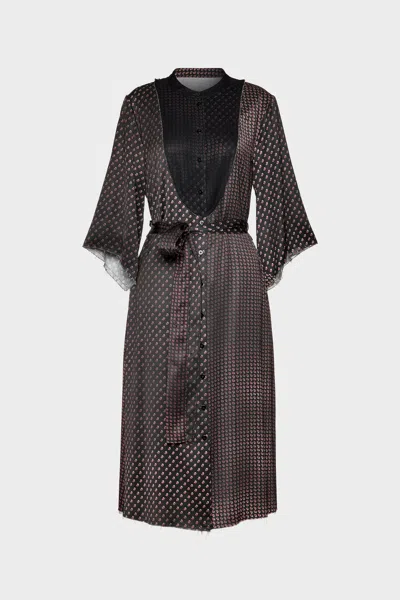 Maison Margiela Printed Midi Shirt Dress Woman Black In Brown
