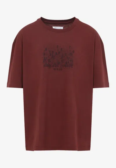 Maison Margiela Printed Numbers T-shirt In Burgundy