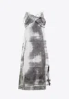 Maison Margiela Lace Trim Abstract-print Midi Slip Dress In Monochrome