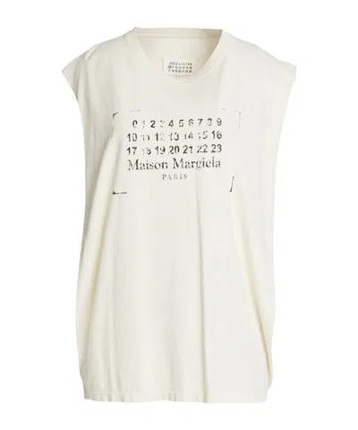Maison Margiela Printed Sleeveless Tshirt In White