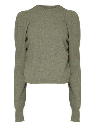 Maison Margiela Puff-shoulder Wool Jumper In Green