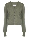 Maison Margiela Puff-sleeve Button Cardigan In Green