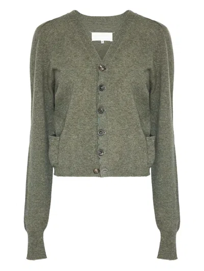 Maison Margiela Puff-sleeve Button Cardigan In Green