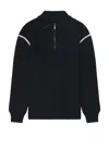Maison Margiela Elbow Patch Half Zip Wool Pullover In Navy