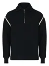 Maison Margiela Elbow Patch Half Zip Wool Pullover In Black