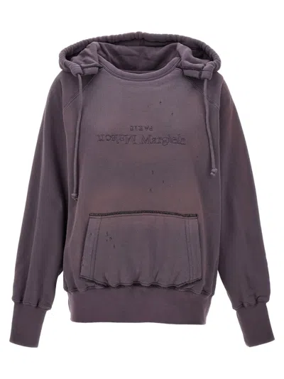 MAISON MARGIELA PURPLE LOGO REVERSE COTTON HOODIE