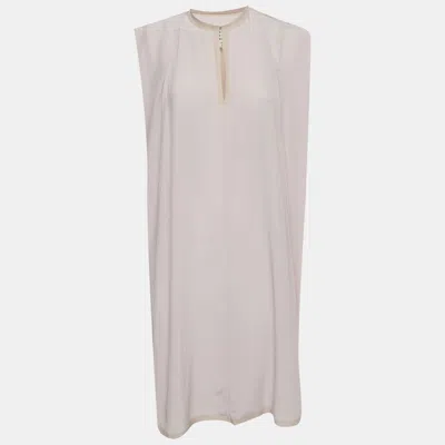 Pre-owned Maison Margiela Purple Silk Crepe Tunic Mini Shift Dress S