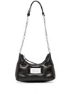 Maison Margiela Quilted Calf Leather Shoulder Bag With Silver Chain Strap In Black