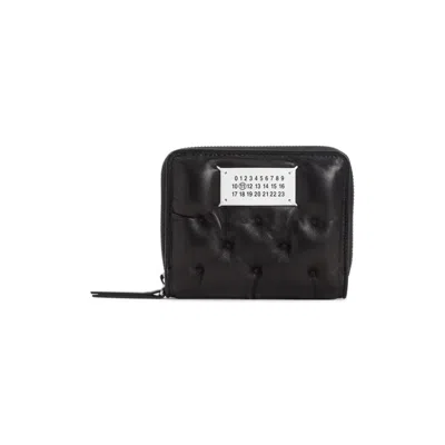 Maison Margiela Quilted Black Leather Zip Wallet With Contrasting Label