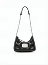 Maison Margiela Quilted Calf Leather Shoulder Bag With Silver Chain Strap In Black