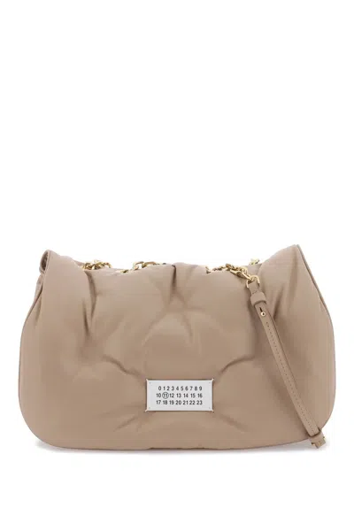 Maison Margiela Quilted Nappa Leather Glam Slam Handbag With Chain Shoulder Strap In Beige