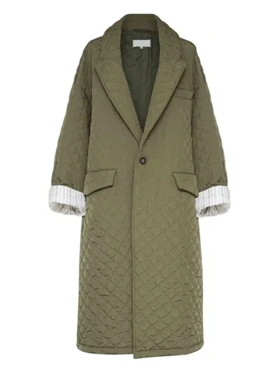 Maison Margiela Quilted Single-breasted Coat In Green