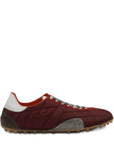 Maison Margiela Quilted Suede Sneakers In Red