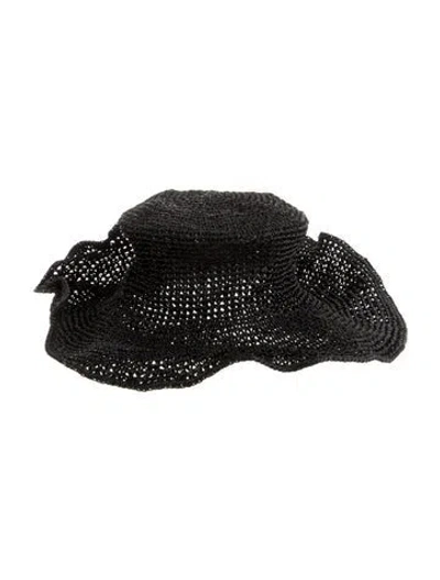 Pre-owned Maison Margiela Raffia Sun Hat W/tags In Black