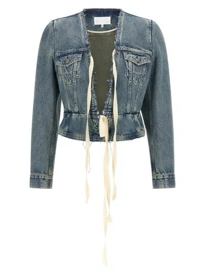 Maison Margiela Raw Cut Hem Denim Jacket In Blue