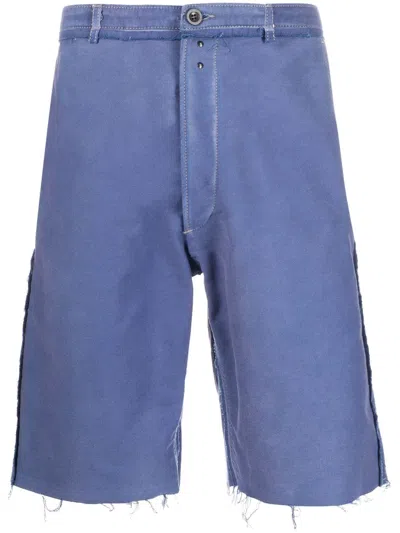 Maison Margiela Frayed-edge Bermuda Shorts In Blue