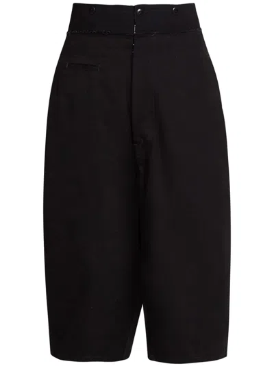 Maison Margiela Raw-edge Drop-crotch Shorts In Black