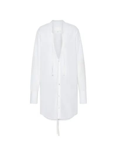 Maison Margiela Cotton Poplin Mini Dress With Chemisier Style In White